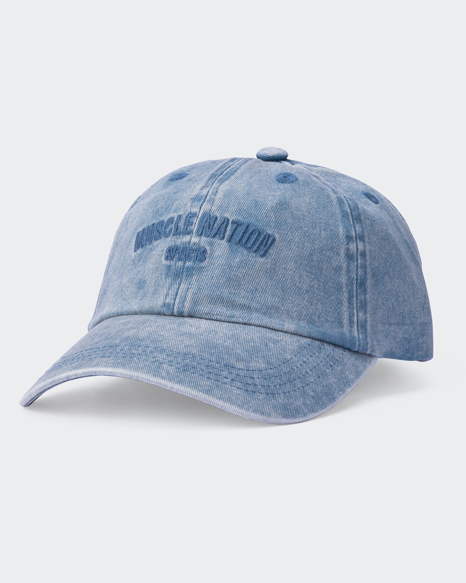 Distressed Dad Cap-Headwear-Washed Demin Blue-AC062254WSHDBLU-ONE-MNAPPRL25353-3-Muscle Nation