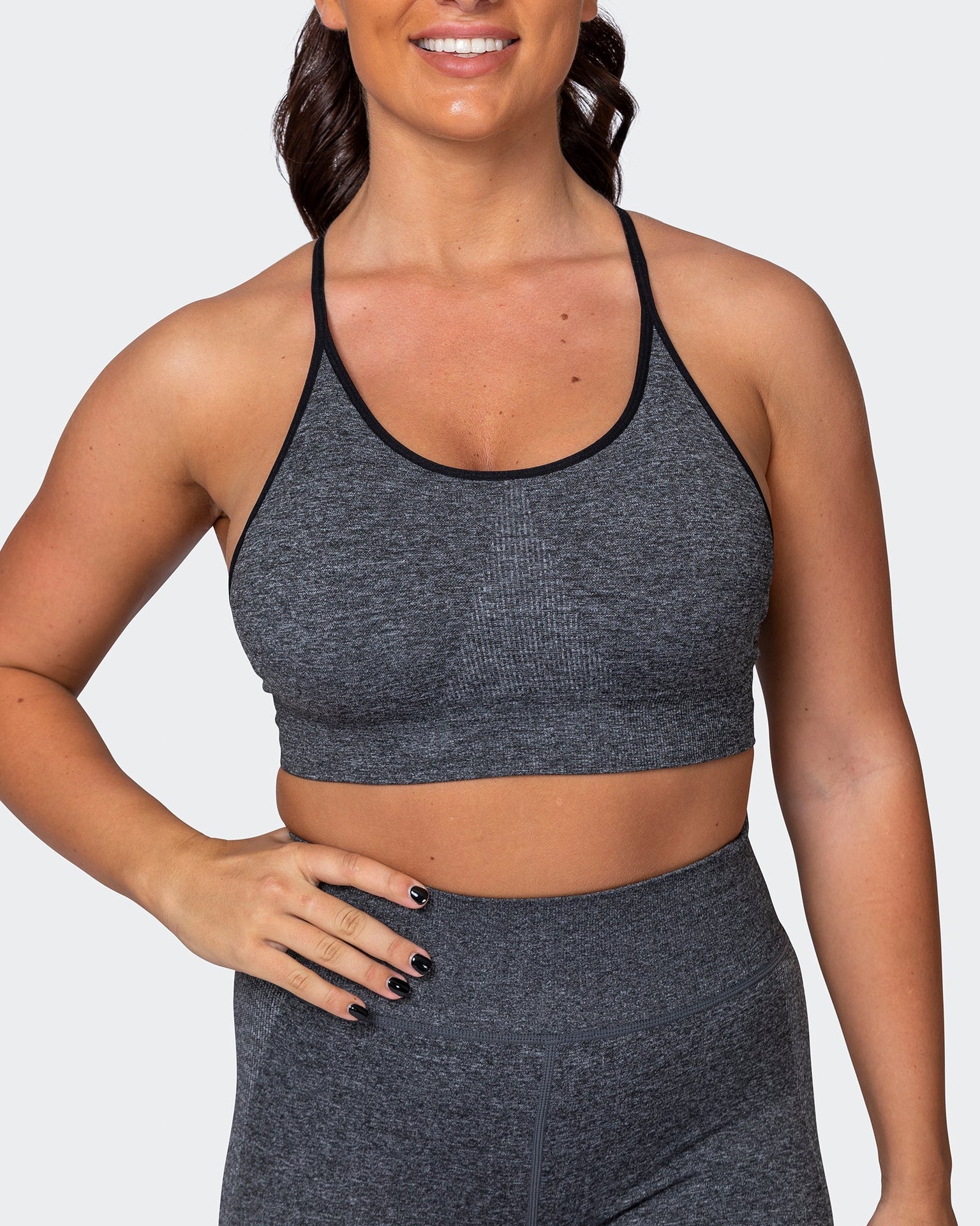 All Day Strap Seamless Bra - Charcoal Marl-Sports Bras-XS-MNAPPRL9204-MNAPPRL9204-12-Muscle Nation
