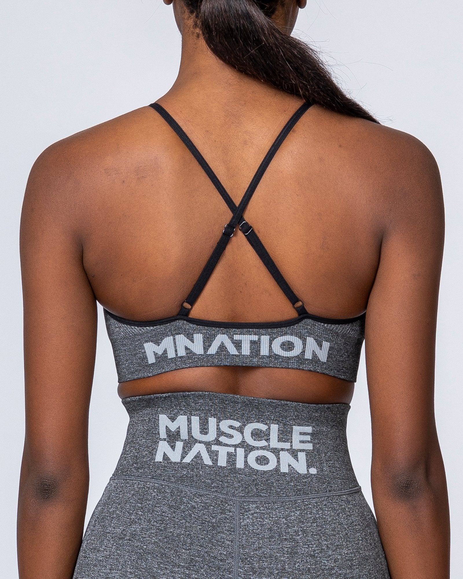 All Day Strap Seamless Bra - Charcoal Marl-Sports Bras-XS-MNAPPRL9204-MNAPPRL9204-3-Muscle Nation