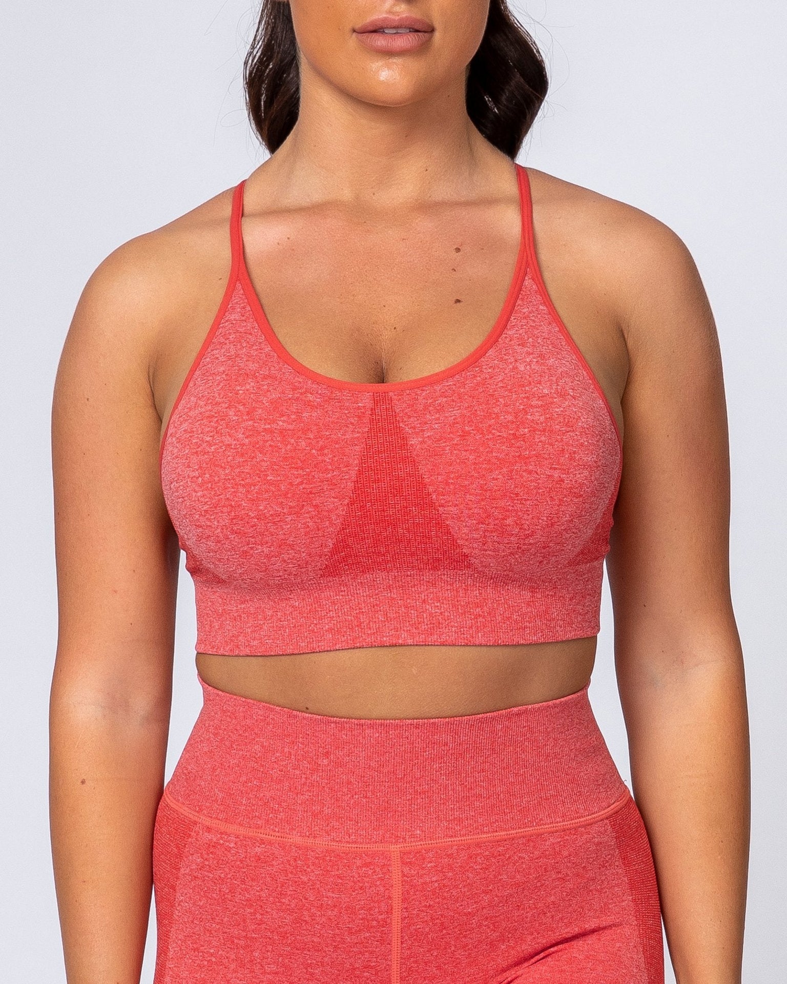 All Day Strap Seamless Bra - Poppy Marl-Sports Bras-XS-MNAPPRL9222-MNAPPRL9222-3-Muscle Nation