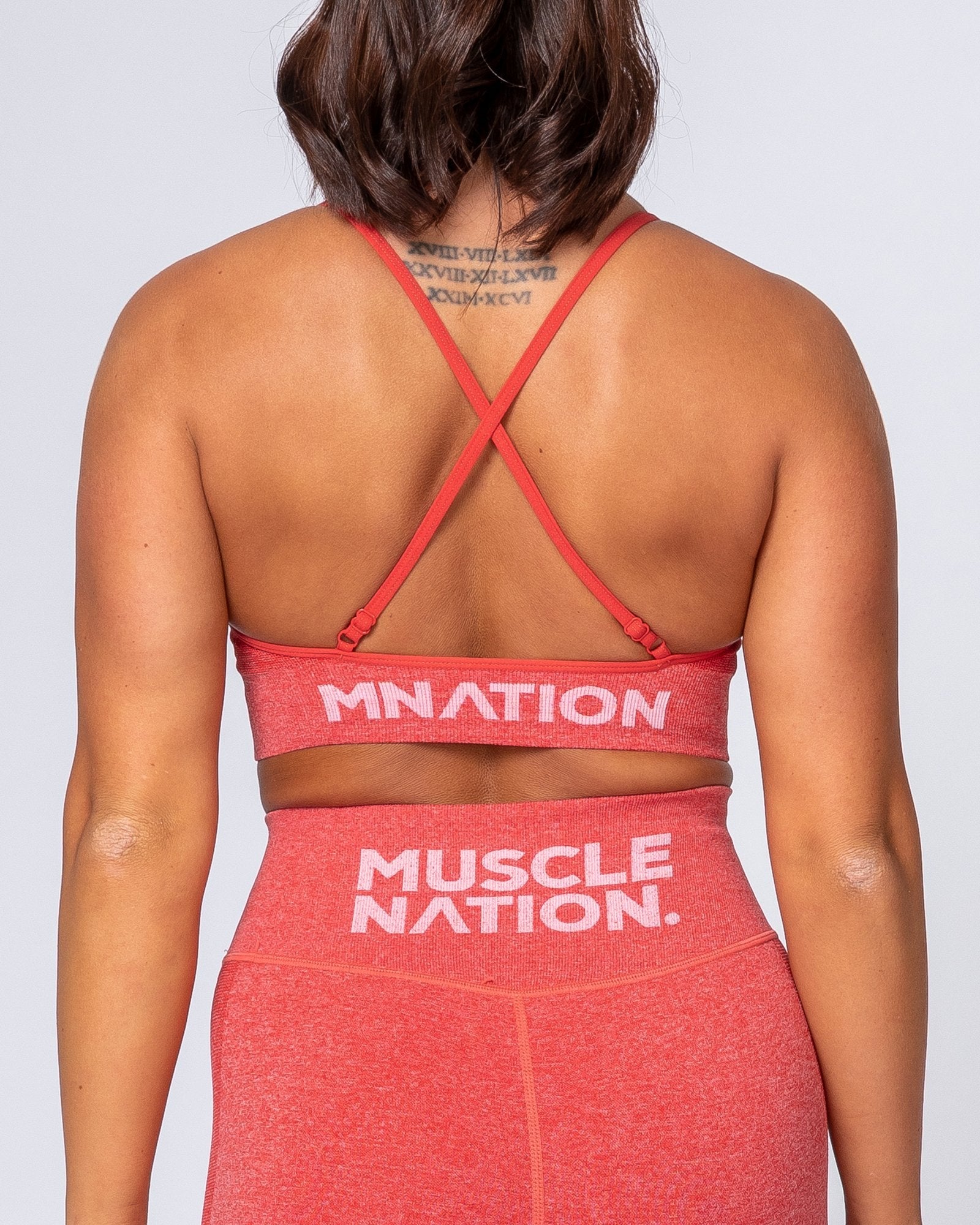 All Day Strap Seamless Bra - Poppy Marl-Sports Bras-XS-MNAPPRL9222-MNAPPRL9222-4-Muscle Nation