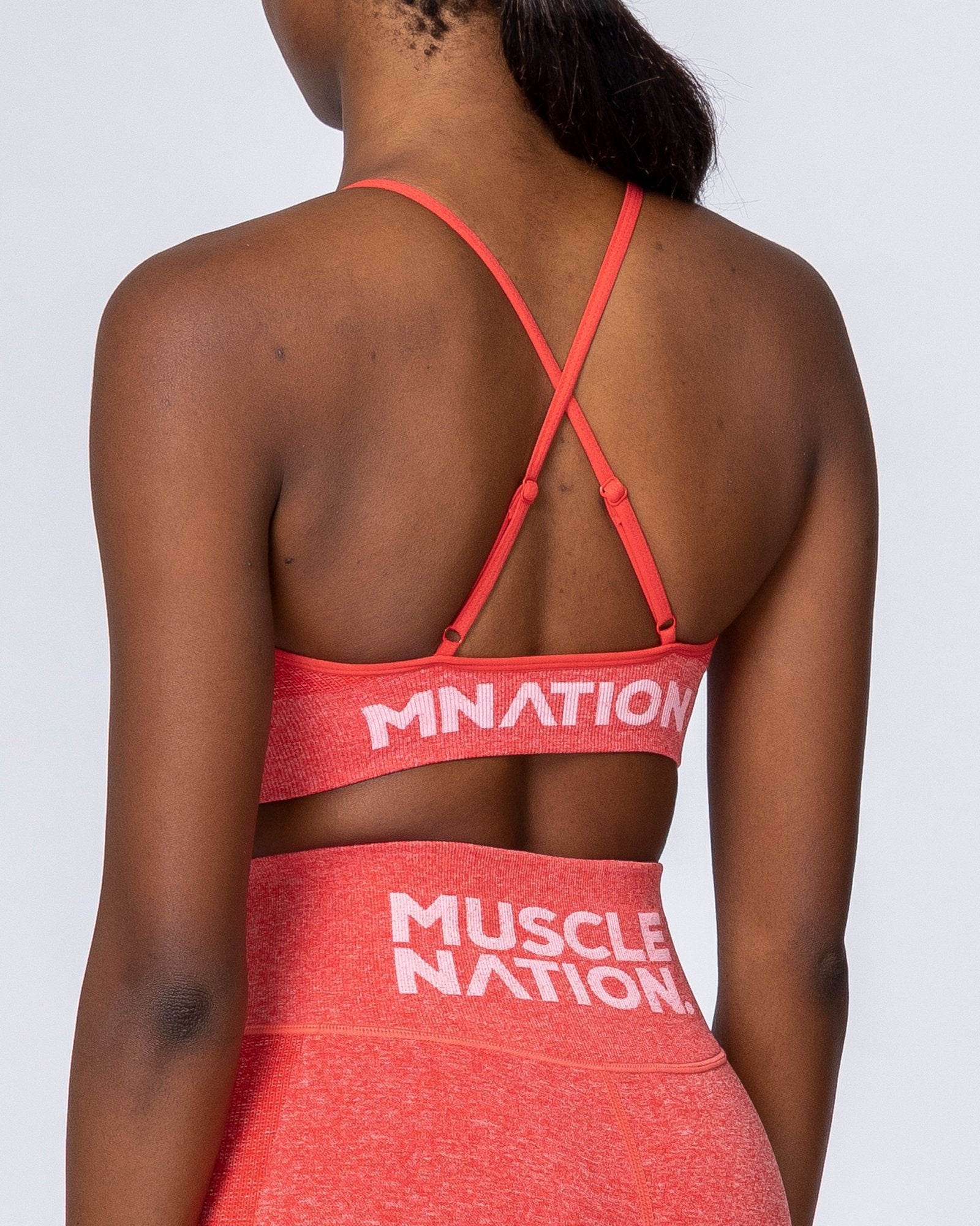 All Day Strap Seamless Bra - Poppy Marl-Sports Bras-XS-MNAPPRL9222-MNAPPRL9222-6-Muscle Nation