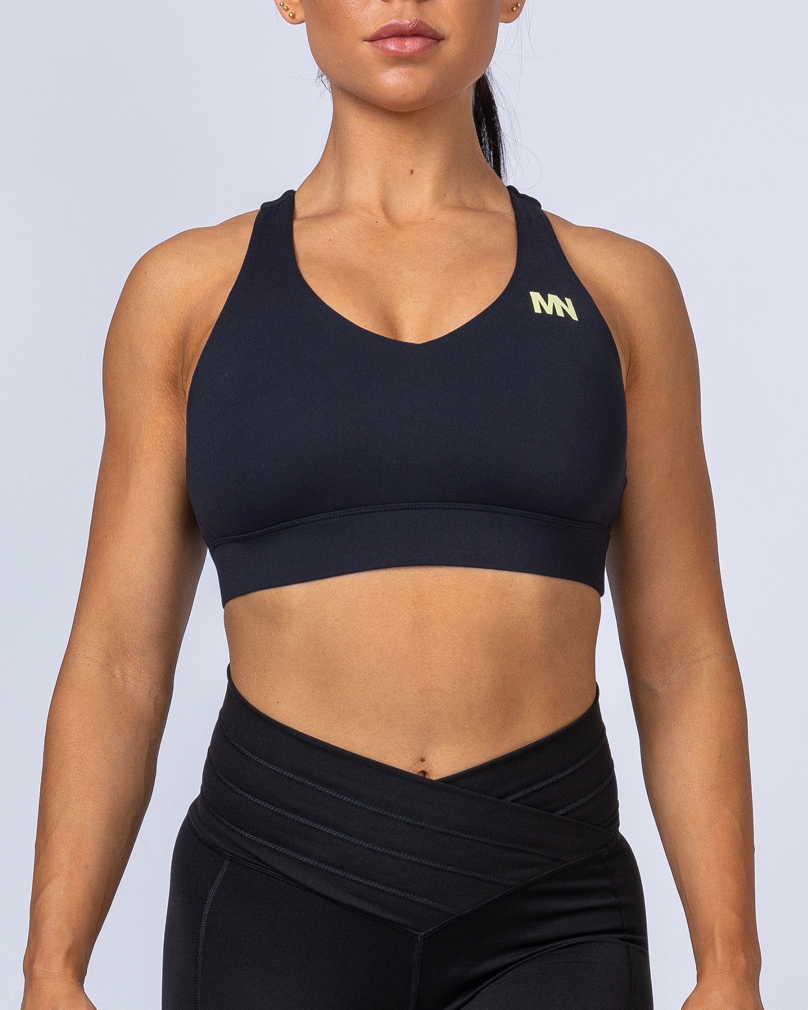 Comfort Bra - Black with Acid Lime-Sports Bras-XS-MNAPPRL6482-MNAPPRL6482-1-Muscle Nation