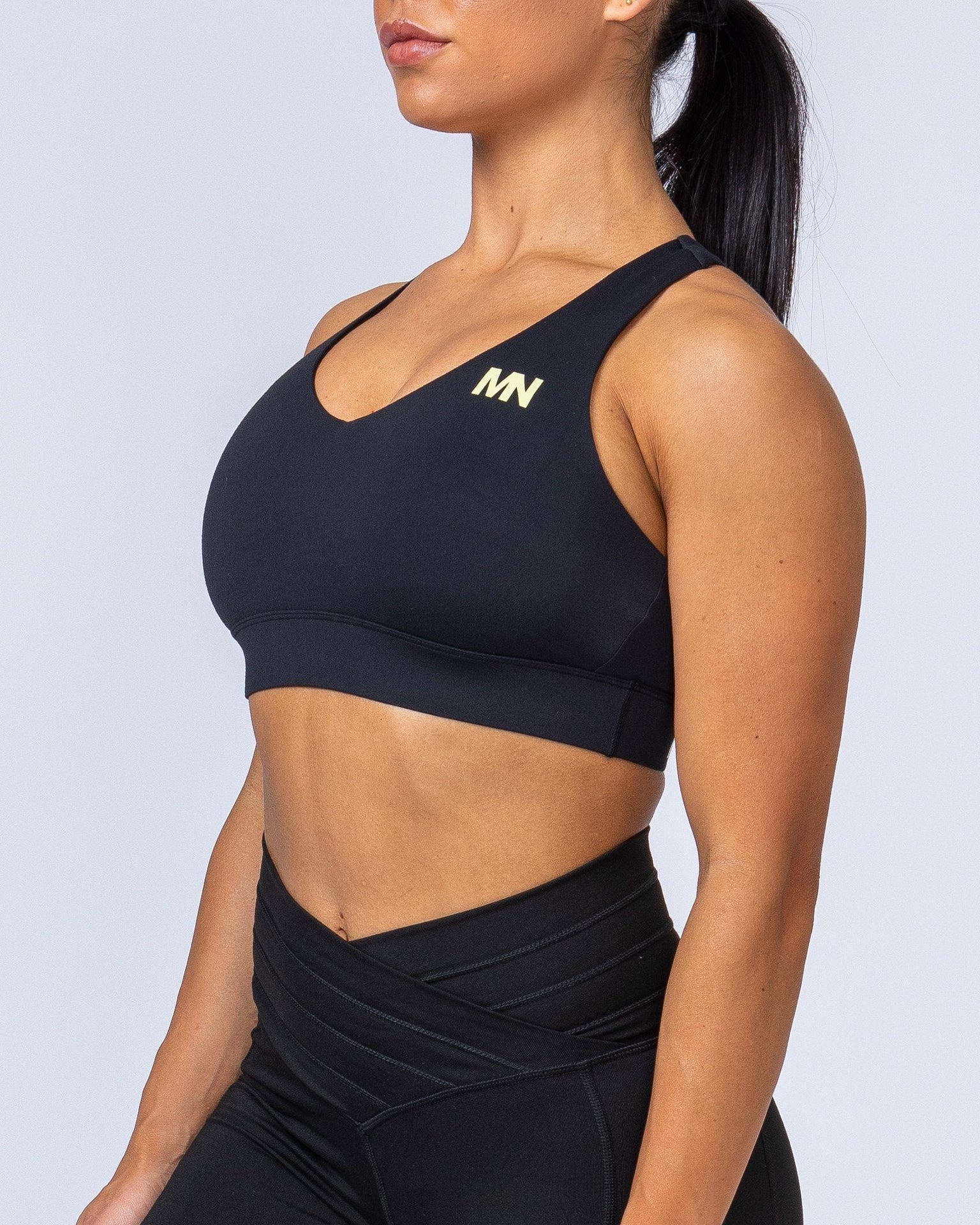 Comfort Bra - Black with Acid Lime-Sports Bras-XS-MNAPPRL6482-MNAPPRL6482-6-Muscle Nation