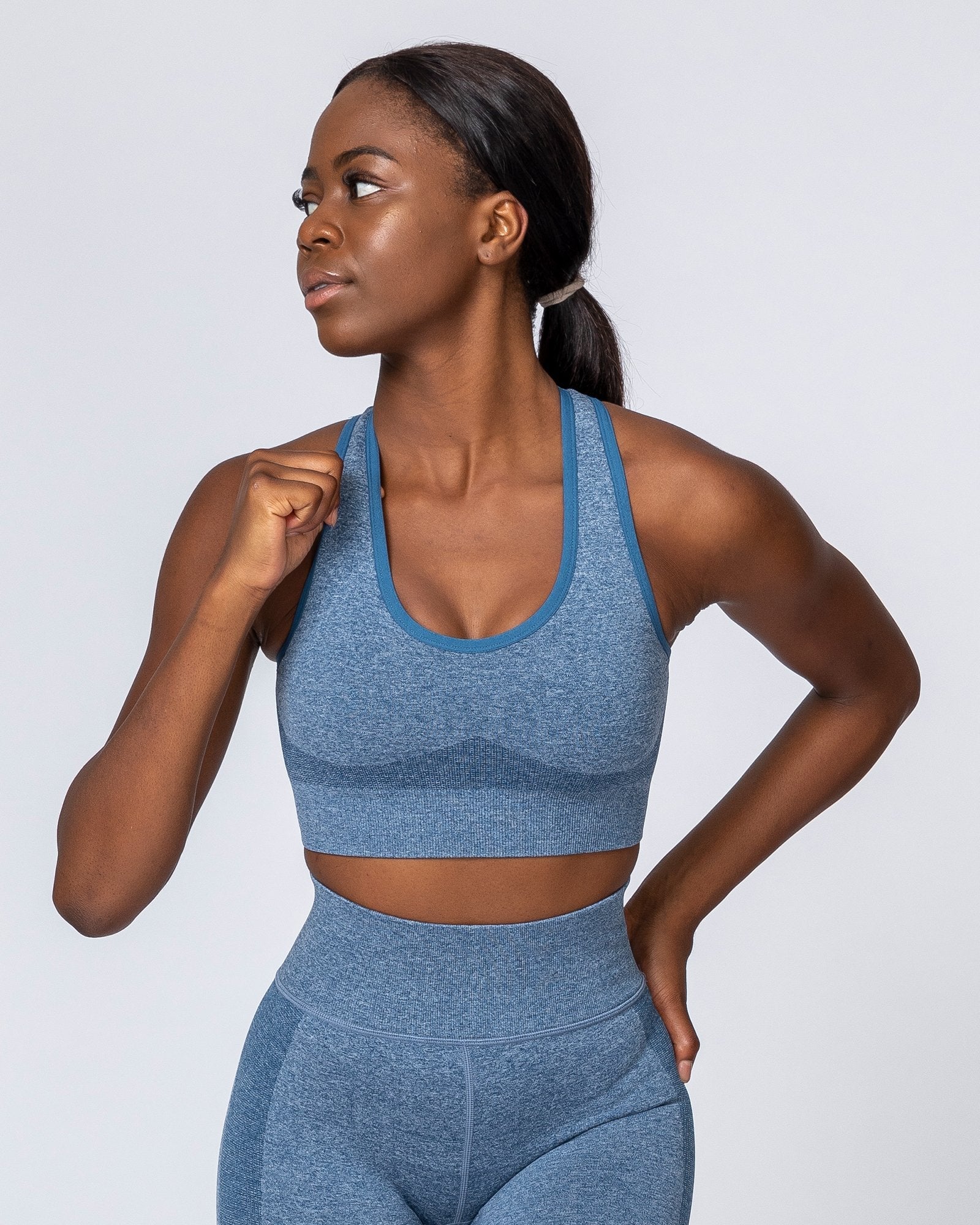 Comfort Seamless Bra - Navy Marl-Sports Bras-XS-MNAPPRL9234-MNAPPRL9234-2-Muscle Nation