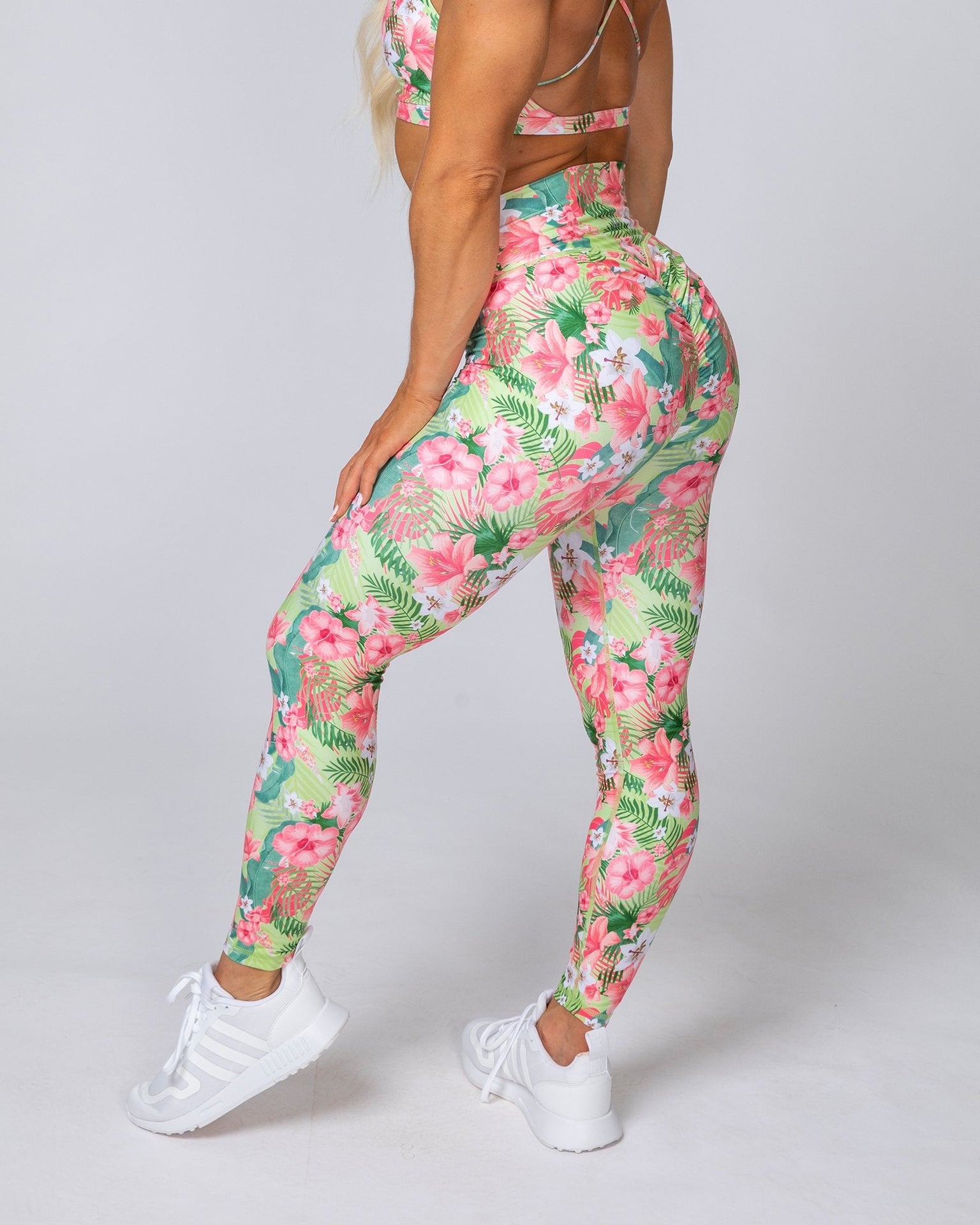HBxMN Sweetheart Ankle Length Leggings - Tropical Floral-Leggings-XS-MNAPPRL8842-MNAPPRL8842-1-Muscle Nation