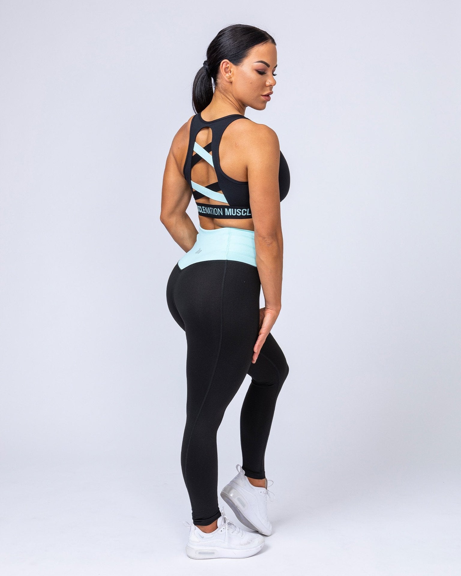Knockout Bra - Black with Sky Blue-Sports Bras-XS-MNAPPRL6506-MNAPPRL6506-7-Muscle Nation